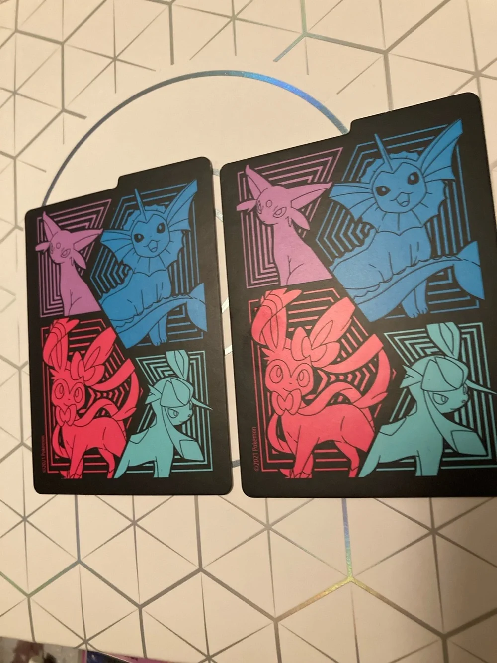 Pokemon Eeveelutions Neon Panel Card Pair - Pink, Blue, Teal